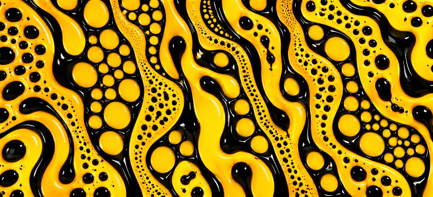 Glossy yellow and black organic pattern